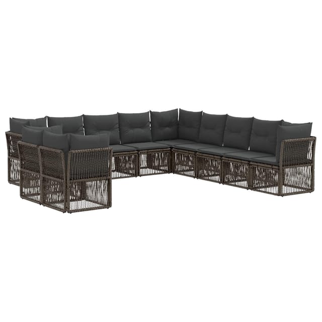 vidaXL Gartensofa-Set 11-Tlg Grau Poly-Rattan 3434276
