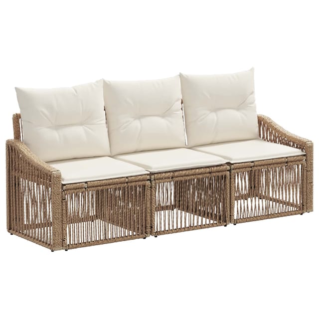 vidaXL Gartensofa-Set 3-Tlg Beige Poly-Rattan 3435924