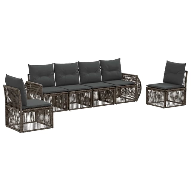 vidaXL Gartensofa-Set 6-Tlg Grau und Dunkelgrau Poly-Rattan 3435380