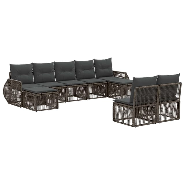 vidaXL Gartensofa-Set 9-Tlg Grau und Dunkelgrau Poly-Rattan 3435533