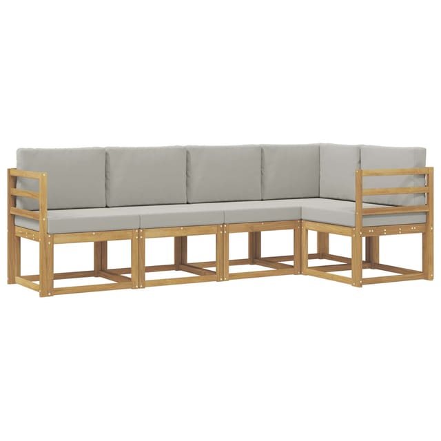 vidaXL Outdoor-Sofagarnitur mit Kissen 5-Tlg Weiß und Hellgrau 3387615