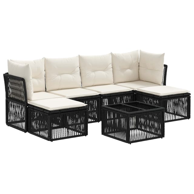 vidaXL Gartensofa-Set 7-Tlg Schwarz Poly-Rattan 3434305
