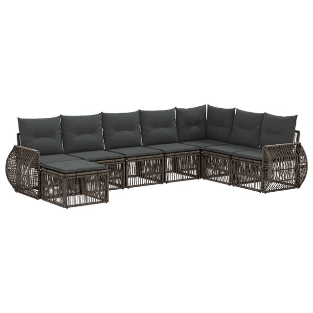 vidaXL Gartensofa-Set 8-Tlg Grau und Dunkelgrau Poly-Rattan 3435509