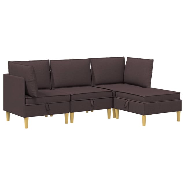 vidaXL Wohnzimmergarnitur mit Kissen 4 Stk Dunkelbraun Stoff 3413695