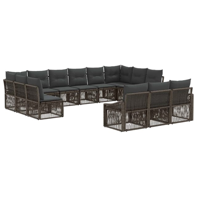 vidaXL Gartensofa-Set 13-Tlg Grau Poly-Rattan 3436157