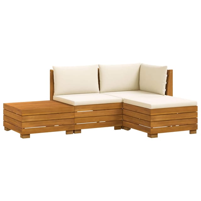 vidaXL Outdoor-Sofagarnitur mit Kissen 4 Stück Braun Massivholz Akazie 3403080