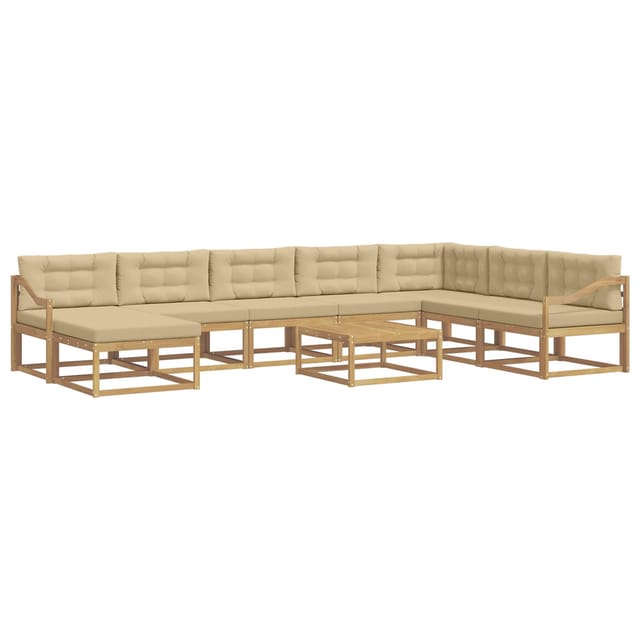 vidaXL Outdoor-Sofagarnitur 9 Stk Weiß und Beige 3386917