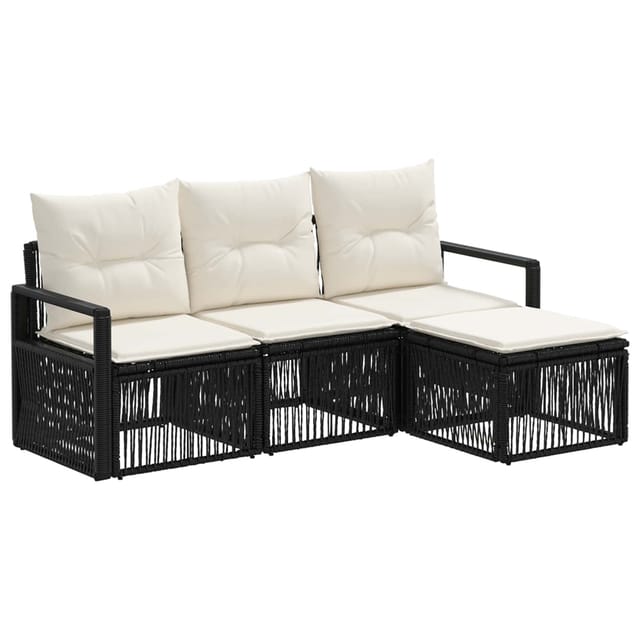 vidaXL Gartensofa-Set 4-Tlg Schwarz Poly-Rattan 3435691