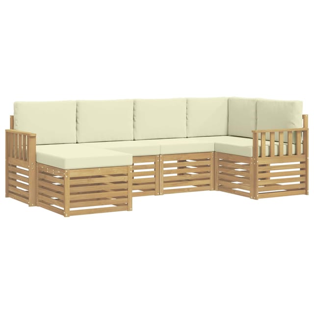 vidaXL Outdoor-Sofagarnitur 6-Tlg Weiß und Creme Polyester 3392105