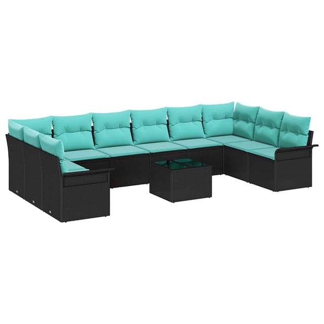 vidaXL Gartensofa-set mit Speicher 11 Stk Schwarz Poly-Rattan 3354225