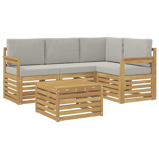 vidaXL Outdoor-Sofagarnitur 5-Tlg Weiß und Hellgrau 59 x 59 x 37 cm 3391781