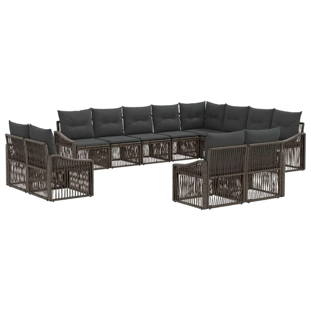 vidaXL Gartensofa-Set 12-Tlg Grau Poly-Rattan 3436181