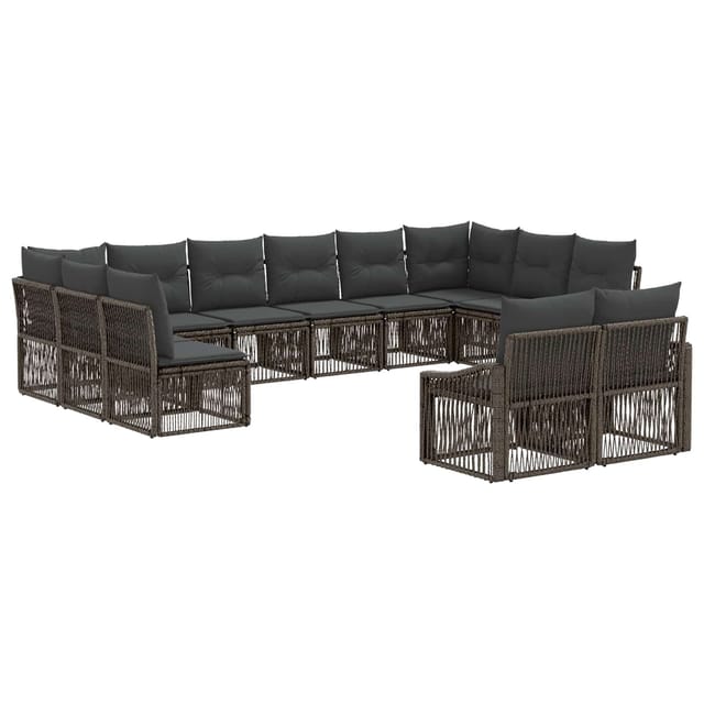 vidaXL Gartensofa-Set 12-Tlg Grau Poly-Rattan 3436151