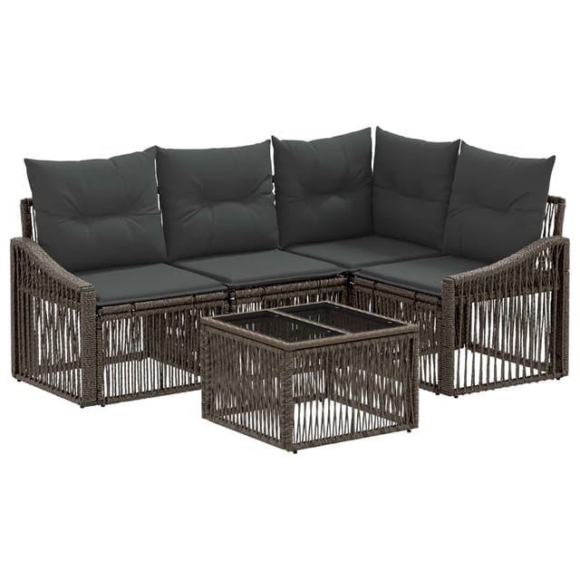 vidaXL Gartensofa-set 5 Stk Grau Poly-Rattan 3436001