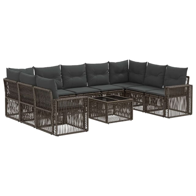 vidaXL Gartensofa-Set 10-Tlg Grau und Dunkelgrau Poly-Rattan 3435230