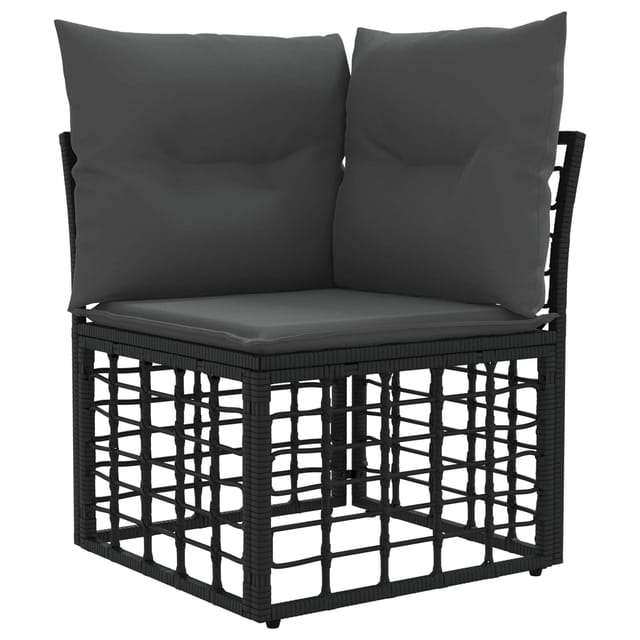 vidaXL Modulares Outdoor-Ecksofa Schwarz Poly-Rattan 42026725