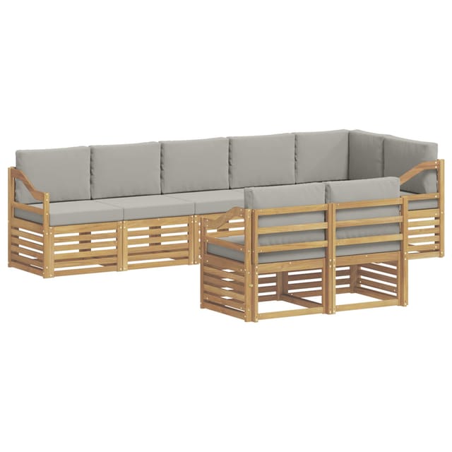 vidaXL Outdoor-Sofagarnitur 8 Stk Weiß und Hellgrau 3392051