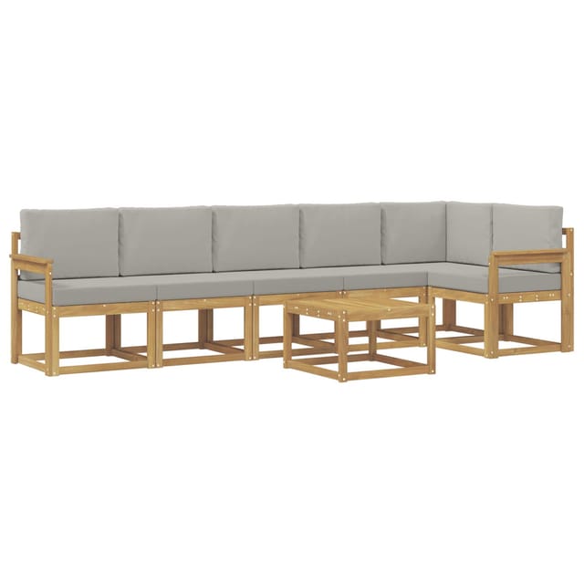 vidaXL Outdoor-Sofagarnitur mit Kissen 7-Tlg Weiß und Hellgrau 3387725