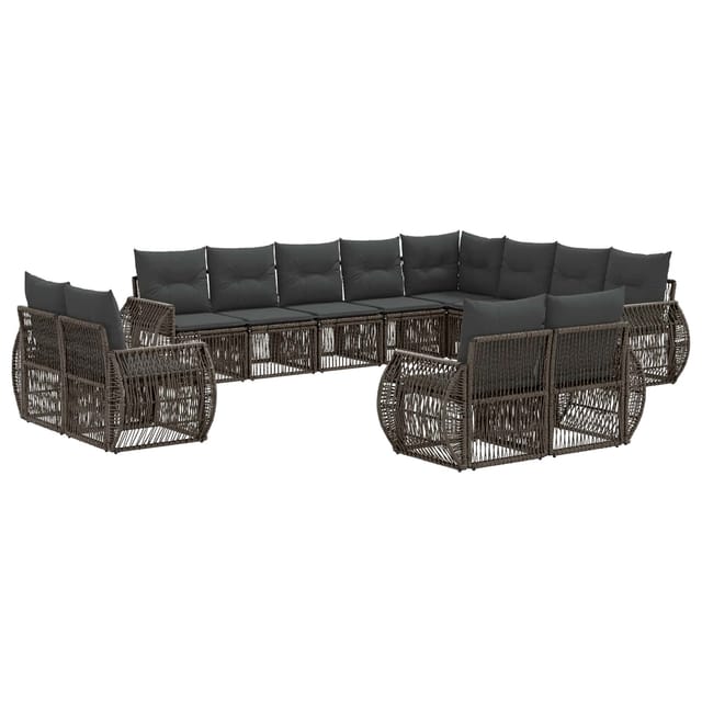 vidaXL Gartensofa-Set 12-Tlg Grau und Dunkelgrau Poly-Rattan 3435593