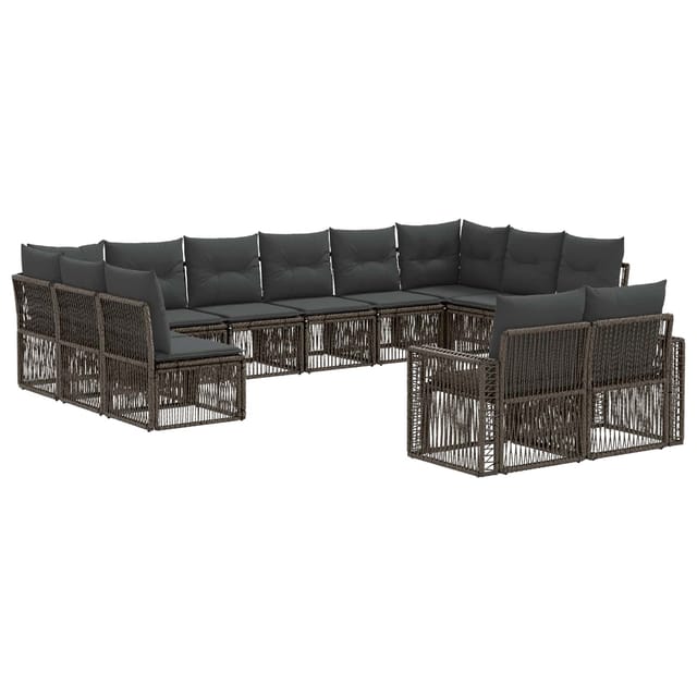 vidaXL Gartensofa-Set 12-Tlg Grau und Dunkelgrau Poly-Rattan 3435269