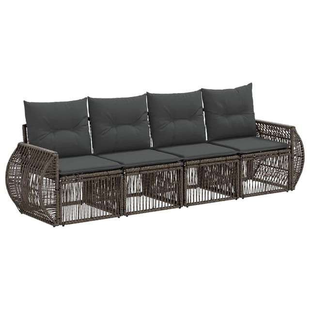 vidaXL Gartensofa-Set 4-Tlg Grau und Dunkelgrau Poly-Rattan 3435341