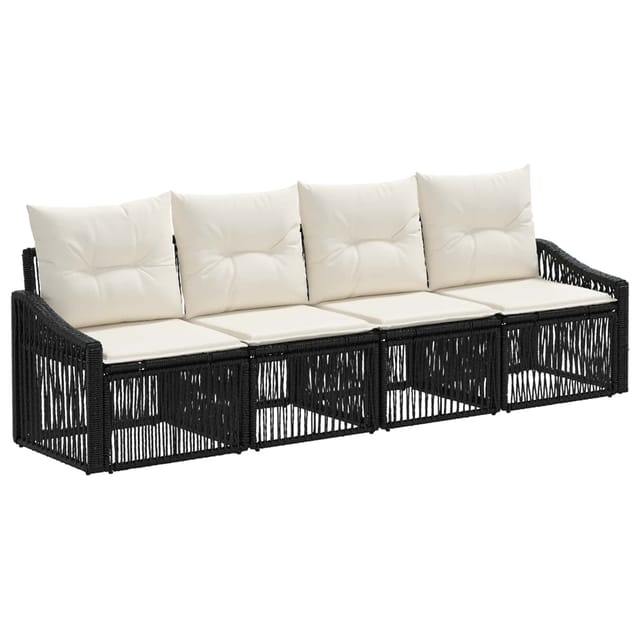 vidaXL Gartensofa-Set 4-Tlg Schwarz Poly-Rattan 3435928