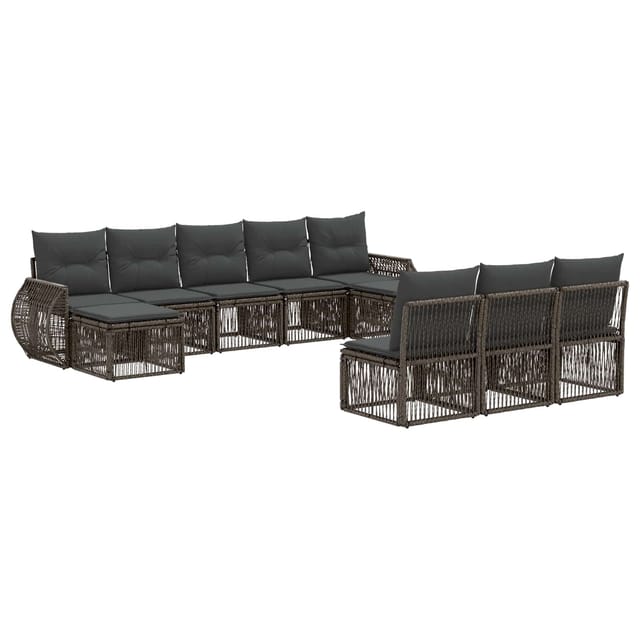 vidaXL Gartensofa-Set 10-Tlg Grau und Dunkelgrau Poly-Rattan 3435539