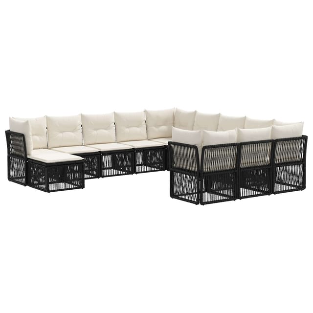 vidaXL Gartensofa-Set 12-Tlg Schwarz Poly-Rattan 3434458