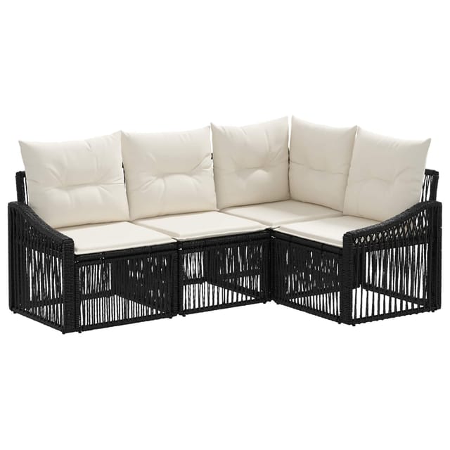 vidaXL Gartensofa-Set 4-Tlg Schwarz Poly-Rattan 3435997