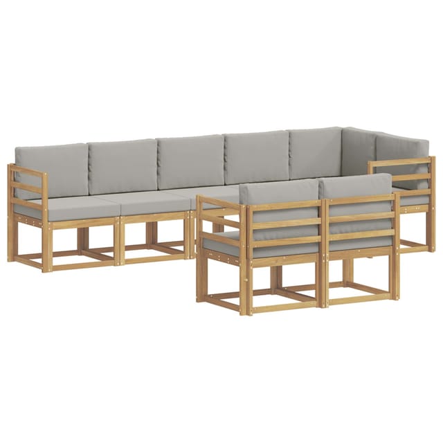 vidaXL Outdoor-Sofagarnitur mit Kissen 8-Tlg Weiß und Hellgrau 3387790