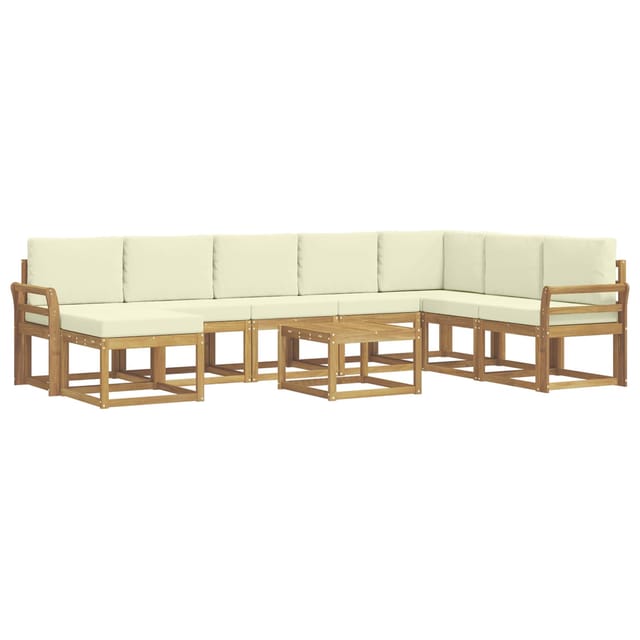 vidaXL Outdoor-Sofagarnitur mit Kissen 9-Tlg Weiß und Creme 3388084