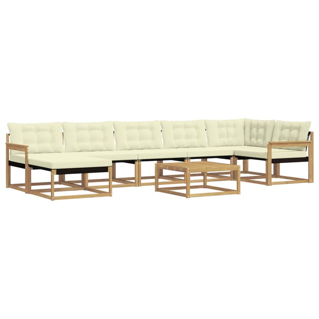 vidaXL Outdoor-Sofagarnitur 8-Tlg Weiß und Creme Massivholz Akazie 3388916
