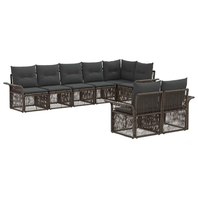 vidaXL Gartensofa-Set 8-Tlg Grau Poly-Rattan 3434891