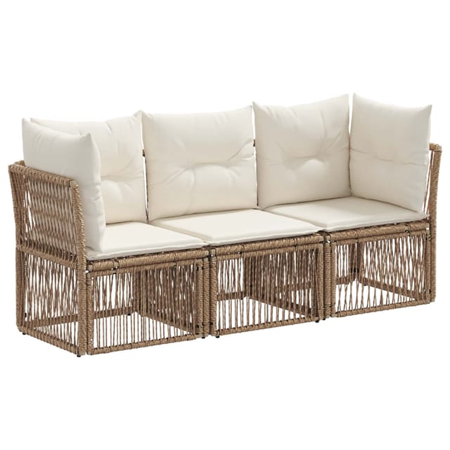 vidaXL Gartensofa-Set 3-Tlg Beige Poly-Rattan 3434124