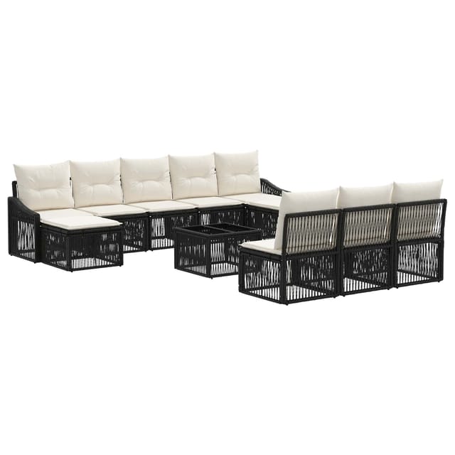vidaXL Gartensofa-set 11 Stk Schwarz Poly-Rattan 3436129