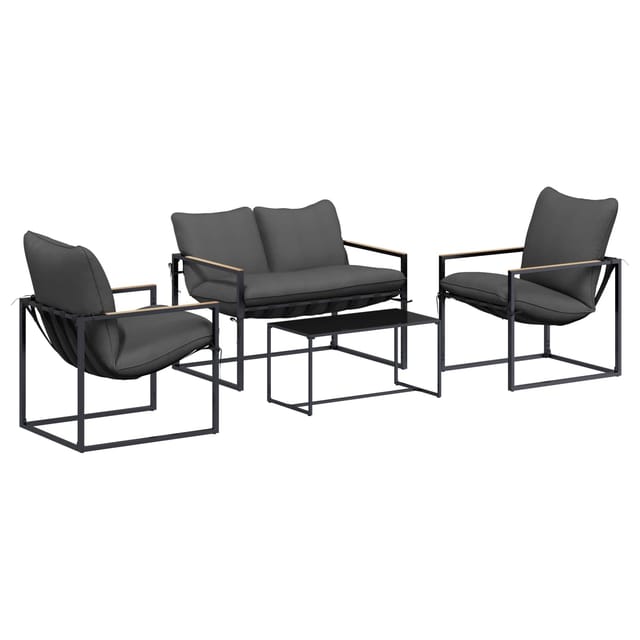 vidaXL Gartensofa-set 4 Stk Schwarz und Anthrazit Stahl 3428164