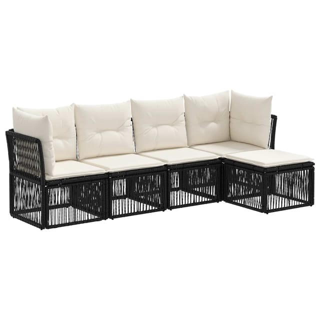 vidaXL Gartensofa-Set 5-Tlg Schwarz Poly-Rattan 3434203