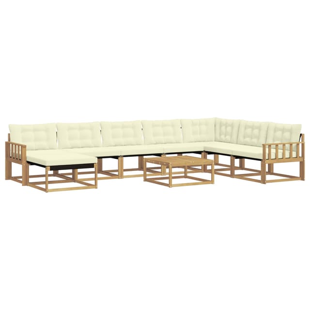 vidaXL Outdoor-Sofagarnitur 9-Tlg Weiß und Creme Massivholz Akazie 3388992