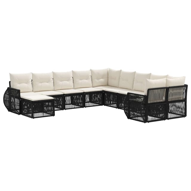 vidaXL Gartensofa-Set 11-Tlg Schwarz Poly-Rattan 3435616