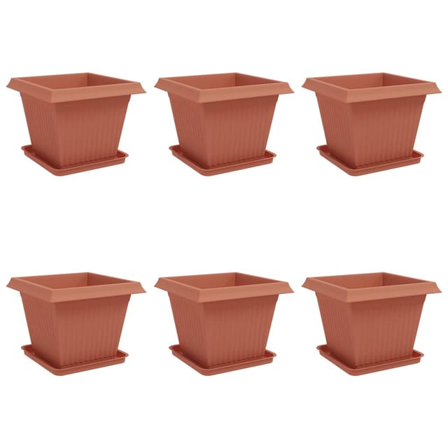 vidaXL Blumentöpfe 6 Stk Ziegelrot 43 x 43 x 33,5 cm Kunststoff 3403296