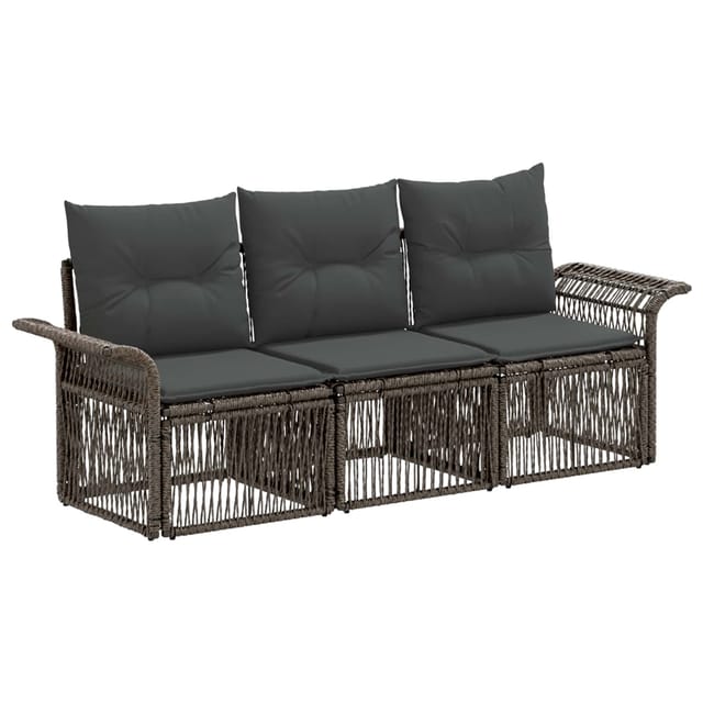 vidaXL Gartensofa-Set 3-Tlg Grau Poly-Rattan 3434747