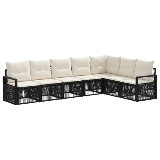 vidaXL Gartensofa-Set 7-Tlg Schwarz Poly-Rattan 3435721