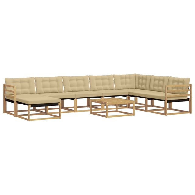 vidaXL Outdoor-Sofagarnitur 9-Tlg Weiß und Beige Massivholz Akazie 3388987