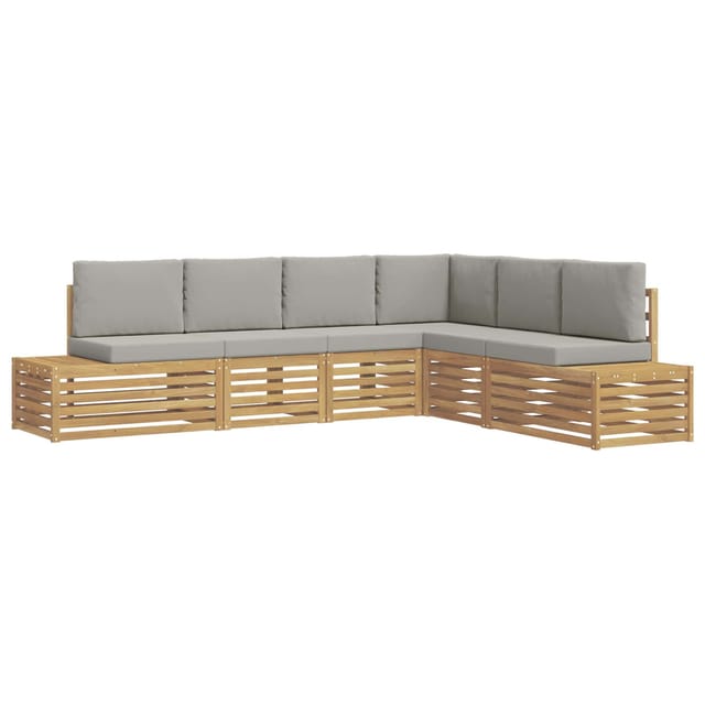 vidaXL Outdoor-Sofagarnitur mit Kissen 6 Stück Weiß und Hellgrau 3392476