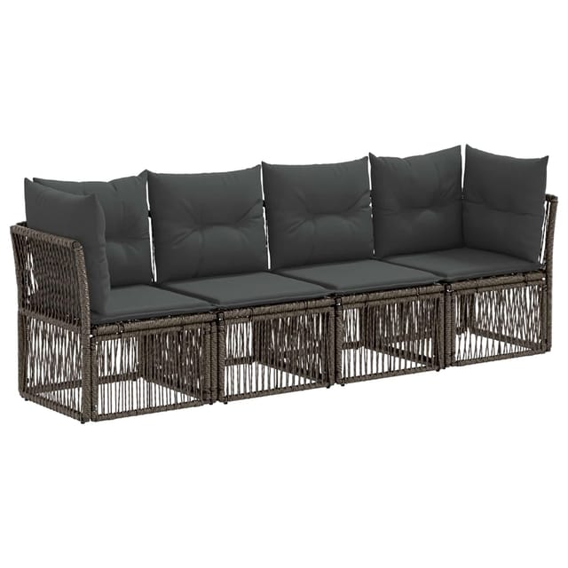 vidaXL Gartensofa-Set 4-Tlg Grau Poly-Rattan 3434129