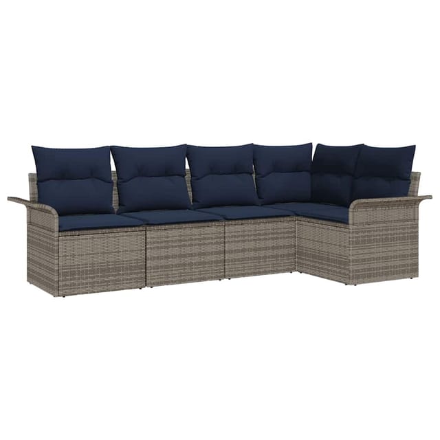 vidaXL Gartensofa-set mit Speicher 5 Stk Grau Poly-Rattan 3354034