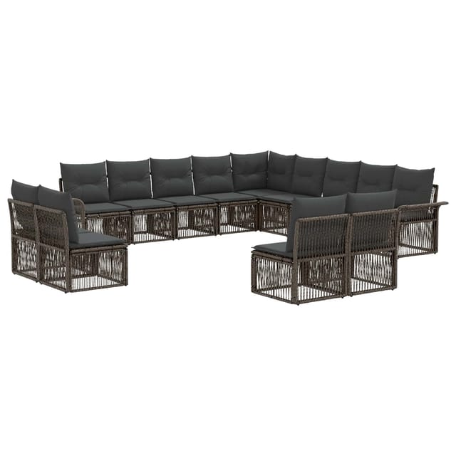 vidaXL Gartensofa-Set 13-Tlg Grau Poly-Rattan 3434993
