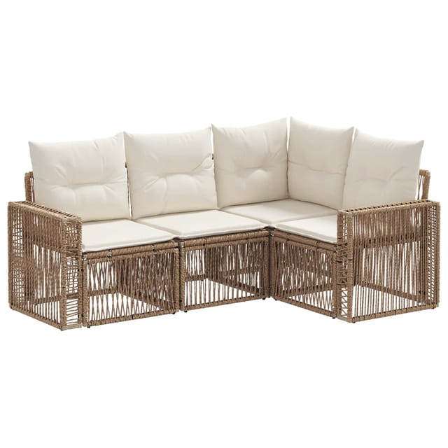 vidaXL Gartensofa-Set 4-Tlg Beige und Cremeweiß Poly-Rattan 3435117