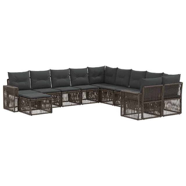 vidaXL Gartensofa-Set 11-Tlg Grau und Dunkelgrau Poly-Rattan 3435323