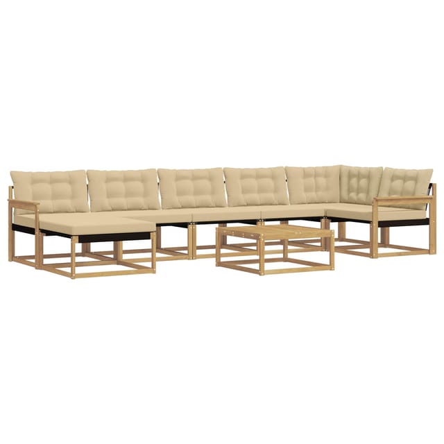 vidaXL Outdoor-Sofagarnitur 8-Tlg Weiß und Beige Massivholz Akazie 3388919
